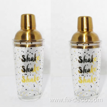 wholesale gold effect glass cocktail shaker gift set